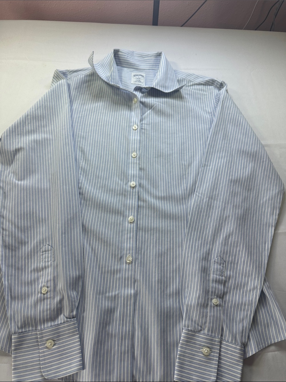 Brooks Brothers Striped Button-Down Shirt in Blue & White Size Large Like